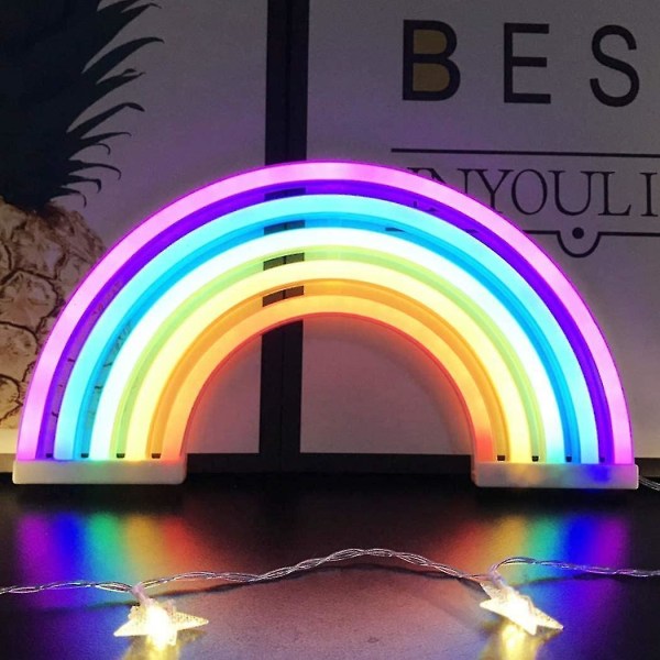 Rainbow Nattlampa För Barn Present Led Rainbow Neonskyltar Regnbågslampa För Väggdekor Sovrumsinredning