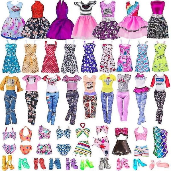 32 Pack Barbie-nukke Vaatteet Topit Housut Mekot Kengät Muoti Juhlatarvikkeet Set Lapset Tytöt Lelu Lahjat