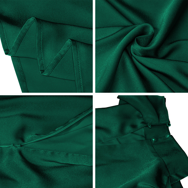 Elegante Sommerbryllupskjole til Kvinder - Ærmeløs Halter Satin Lang Aftenkjole verde militar L