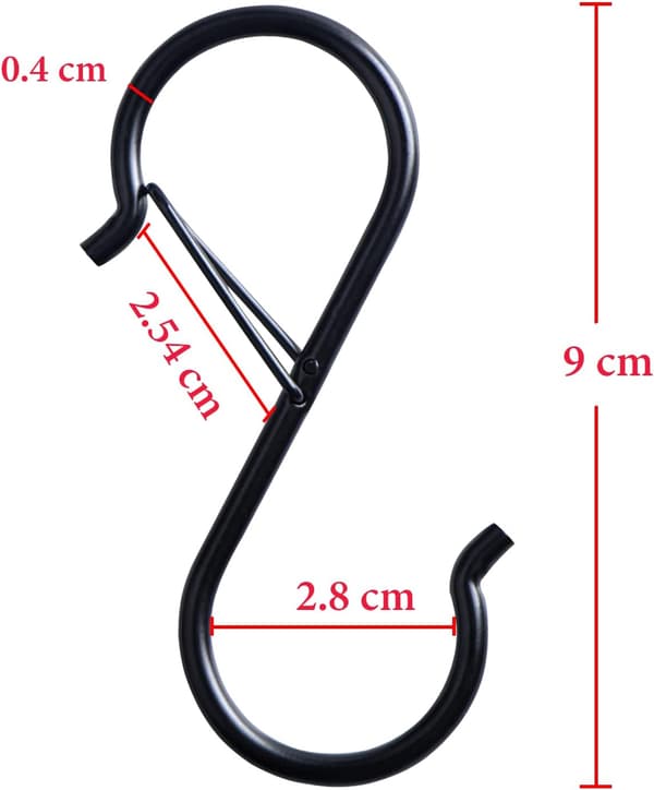 10-pack S-shaped hooks with safety buckle 9cm S-hooks for hanging