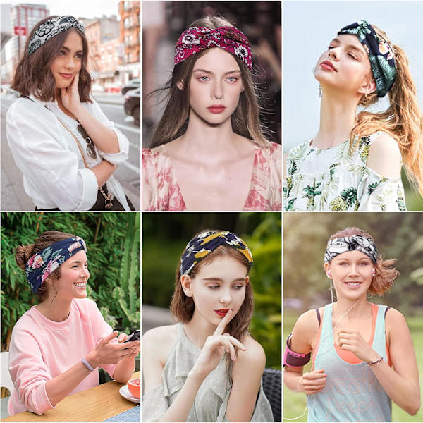 4-delat pannband för damer pannband Turban pannband mjuk bomull pannband för kvinnors hår Daglig yoga träning Fitness