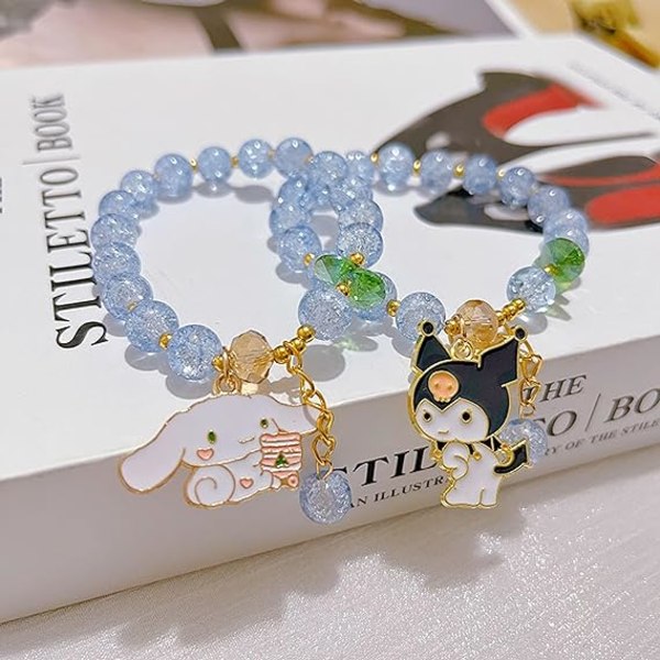 Anime Cinnamoroll Crystal Beads Armbånd Kawaii Kuromi Pearl Armbåndssett Søt tegneserie Elastiske perlearmbånd Anime smykker