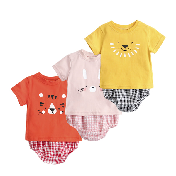 Sanlutoz Babykläder Set Unisex Casual Mode för Pojke med Kortärmad + Byxa 2 Delar Sommar BCS1040-YE 0-6M