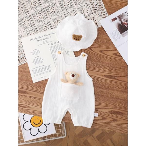 Barn med huva, tecknad björn, ärmlös, krypdräkt Pocket Bear Suit 80cm