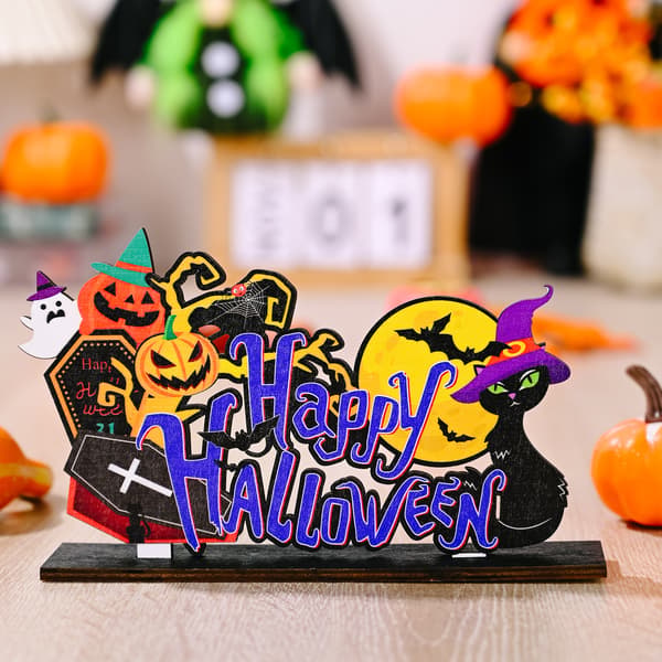 Set med 6 Halloween träprydnader träprydnader idéer trädisplay heminredning