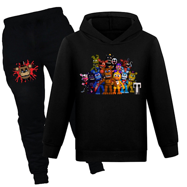 2-delt Tracksuit til Drenge med Lange Ærmer - Børn Bomuld Sød Tegneserie Outfit Casual Gamer Grafisk Hoodie Sweatsuit D 110CM