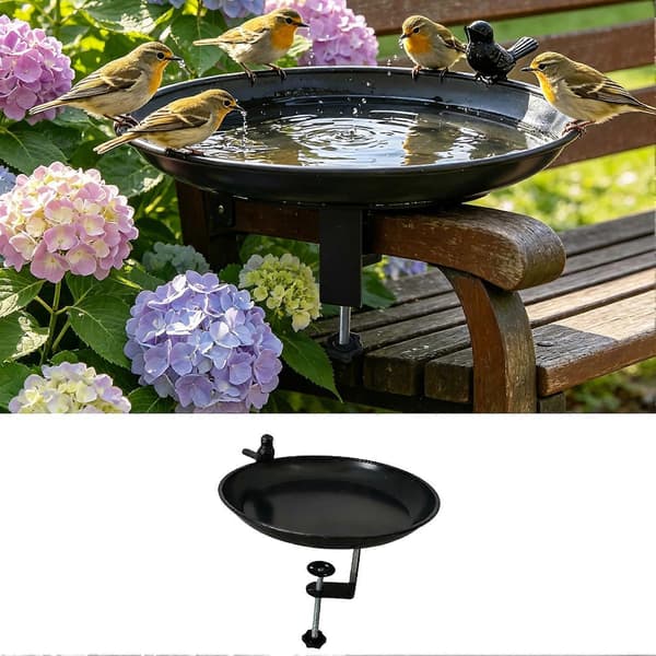 Rekkemontert fuglebad - Solid metallkonstruksjon - for terrasse og gårdsplass 1st