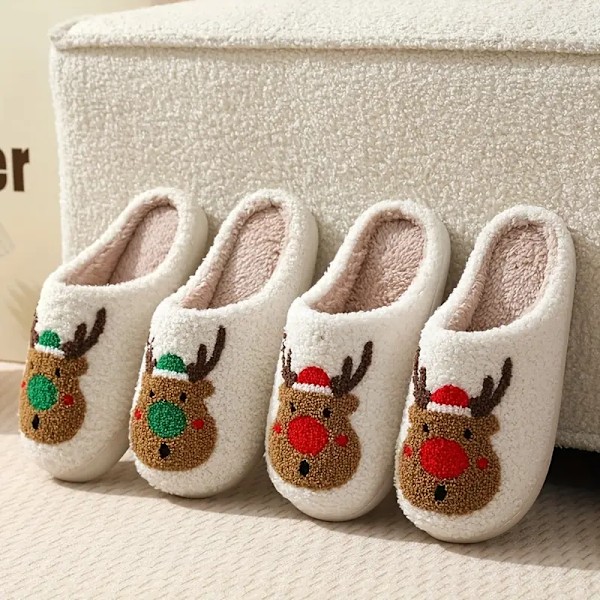 Plys slippers til mænd og kvinder, varme og komfortable, plys pude slippers, slip-on hjemmesko, velegnet til indendørs og udendørs green 42-43