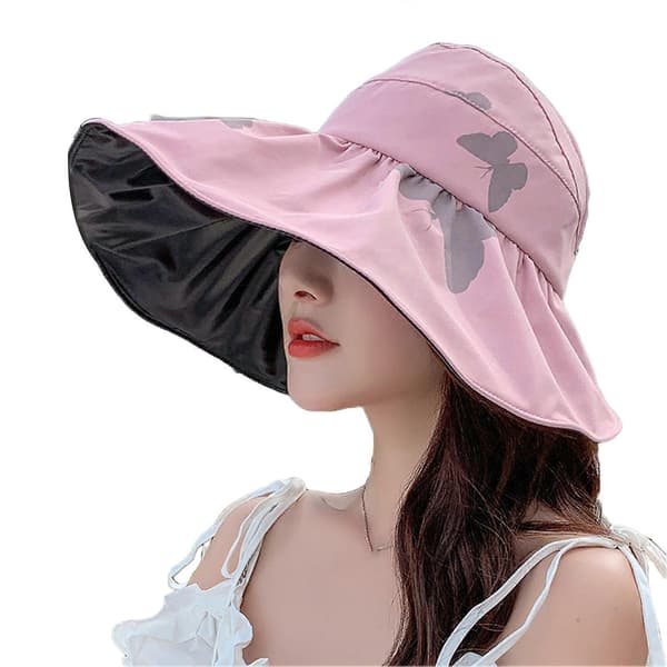 Åndbar solhat - Åbent design og justerbar - til sommerudflugter Pink