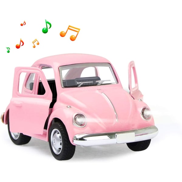 Minileluauton valaistus ja musikaalinen takaisinvedettävä fritioautolelu Klassinen painevalettu automalli Opettavat lelut tytöille Toy Car Pink