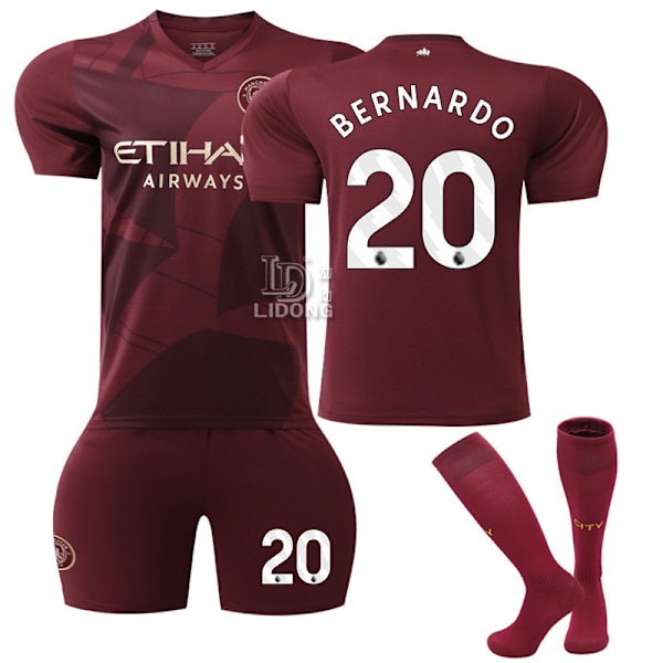 Manchester City 2024-2025 bortaställ för barn, fotbollströja nr. 20 BERNARDO 22