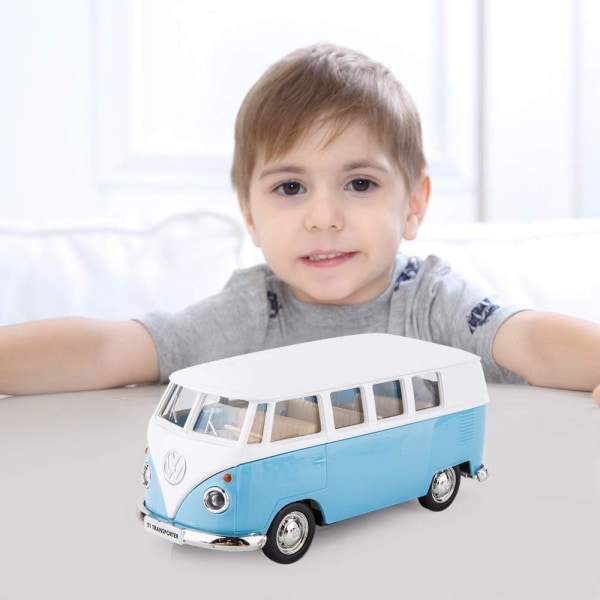 1/36 skala bussgjutning bilmodell, zinklegering leksaksbil för barn, tillbakadragande fordon Leksaksbil för småbarn Barn Pojkar Flickor Present (blå)