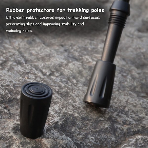 8 stk. Nordic Walking Stick Spidsdæksler, Gummi Polfodbeskyttelse til Vandrestave Asfalt Grus Bjerge Vandreture