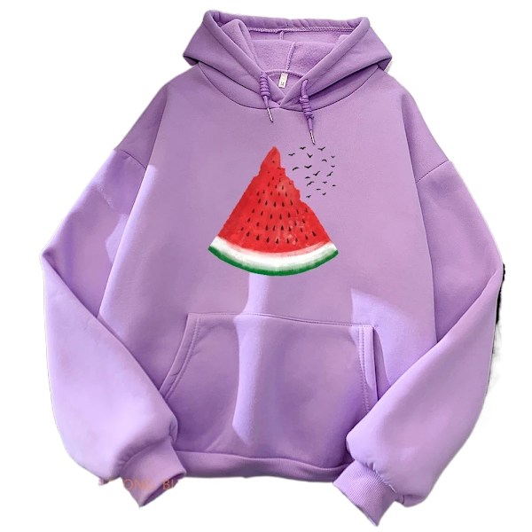 Hættetrøjer til mænd og kvinder, langærmet afslappet tøj med palæstinensisk vandmelon grafisk print light-purple XL