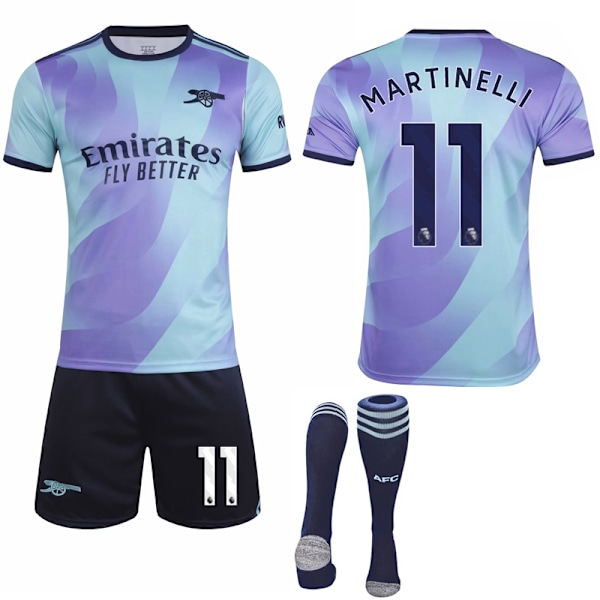 2024-2025 Arsenal Bortedrakt Barn Voksen Fotballdrakt Med Sokker No.11 MARTINELLI No.11 MARTINELLI 26