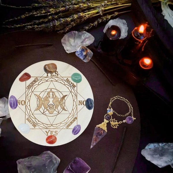 Metafysisk oppslagstavle Trestjernependeltavle Dowsing Divination Board 18