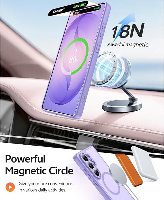 FNTCASE for Samsung Galaxy S26 Ultra Case with Screen Protector, MagSafe Compatible, Translucent Matte, Full Camera Protection, Shockproof Light purple