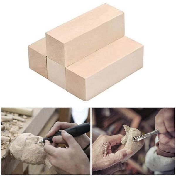 Snidningsämnen i trä, träblock för snidning, lindträblock, obehandlade set för snidning, för nybörjare