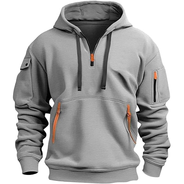 Hettegensere for menn Kvart Glidelås Pullover Taktisk Genser Vintage Lang Erme Casual Mote Hettegenser Med Lommer L
