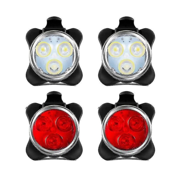 4 Pack Usb Genopladeligt Cykellys Sæt For og Bag Led Cykel L...