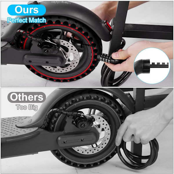 Scooterlås, Säkerhet 4-siffrig Återställbar Kombinationslås Scooter Locer, 120cm/8mm Stöldskydd Idealisk Spiralformad Cykellåskabel, Idealisk för Xiaomi M365/Pro2