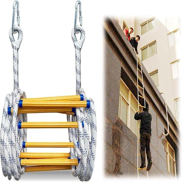 Portable Fireproof Rope Emergency Fire Escape Ladder (Size: 3m/9.8ft), Quick Deployment, Soft Ladder for Adults to Escape Through Windows