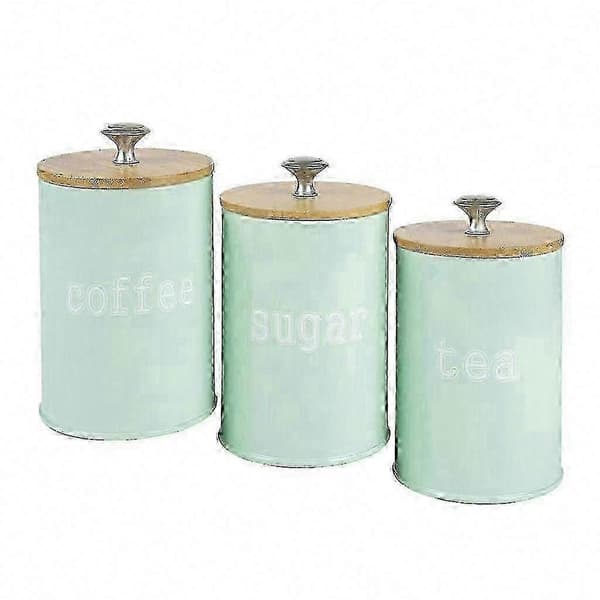 3-pack lufttäta köksbehållare för matförvaring, kaffe, socker, mjöl Green