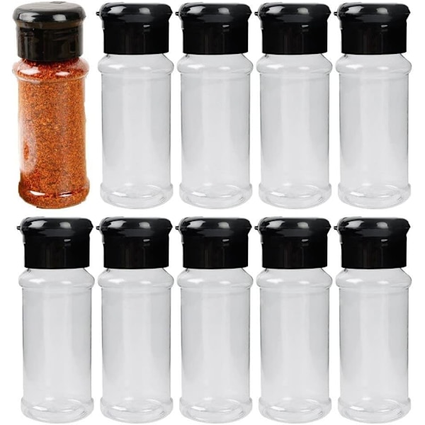 10 kpl Muoviset Maustesarjat 100ml Pyöreä Maustajasäiliö Pullo Läpinäkyvä Maustajasäiliö Keittiön Mausteille Suola Sokeri