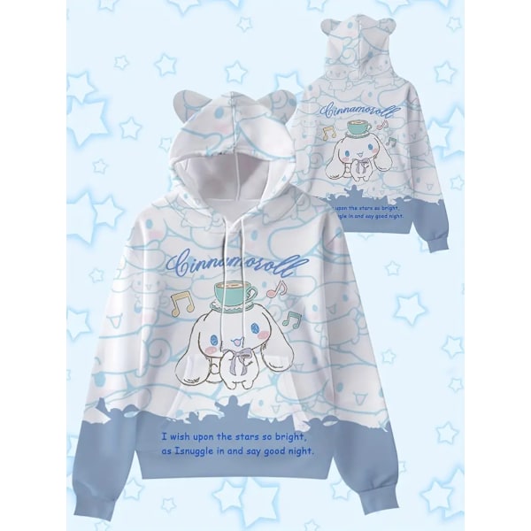 Huppareita Piirretty Casual Neulotukan Pullover Taskuilla, Aikuisten Pitkähihainen Huppareita, Sopii Lahjoiksi Ja Kokoelmiin F white and blue M