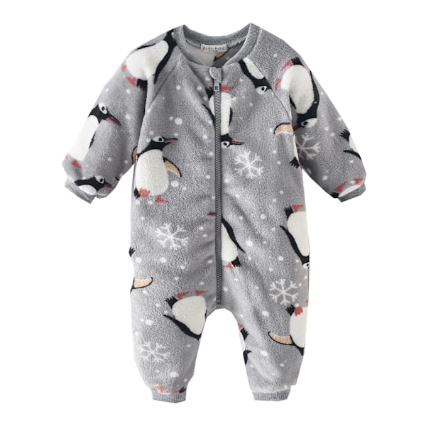 Sanlutoz Babygutt Lang Ermet Glidelås Varm Vinterklær Jumpsuit Fleece Trykk Koreansk Stil BRW3006-GY 0-6M