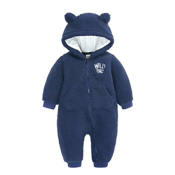 Baby Piger og Drenge Hættetrøje Romper Tyk Bomuld Polar Fleece Lynlås Jumpsuit Nyfødt Spædbarn Romper 3-18 Måneder 4 EU: 6-9m