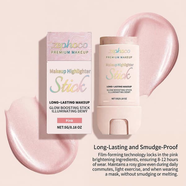 Krämig Makeup Highlighter Stick, Långvarig Daggig Lyster för Ansikte & Kropp, Bärbar On-the-Go Makeup Stick White