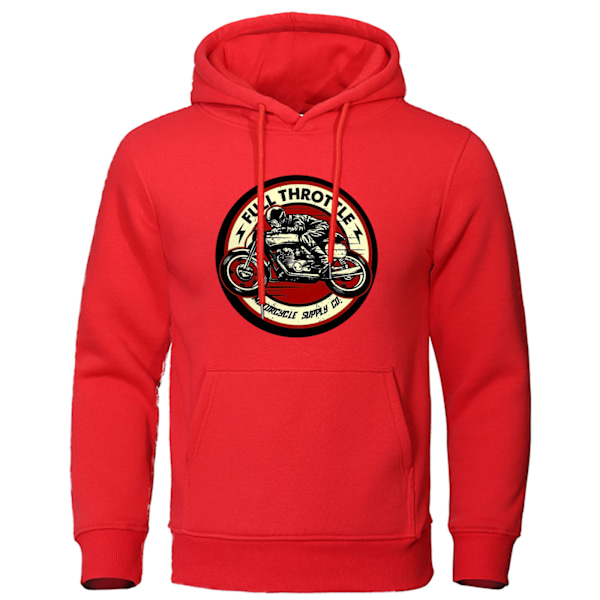 Hettegenser i bomull for menn og kvinner, Hip Hop, varm fleece, pullover, høst og vinter, streetwear red S