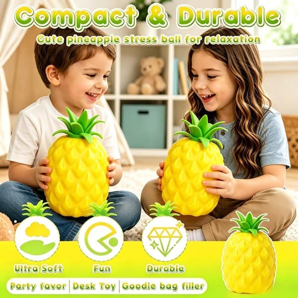 Kæmpe Ananas Squishy – 24 cm jumbo blød langsomt stigende stressbold til angstlindring