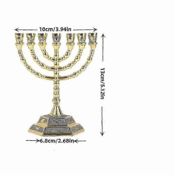 Metal Tempel Kandelaber med 7 Grene til Menorah