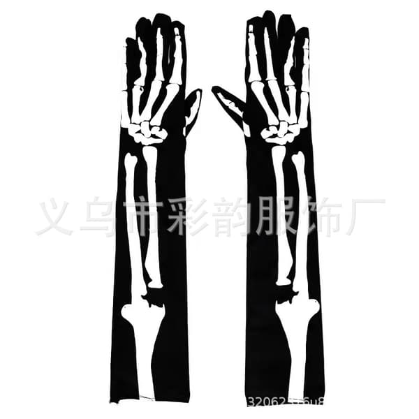 Halloween bensæt skeletstrømper handsker One Size skeletstrømper + medium handsker 2-dele