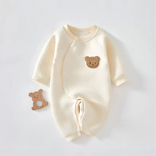Baby höstkläder, 100% bomull set för nyfödda bebisar, babyoverall 0-12 månader Beige 73cm