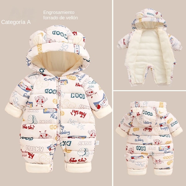 Baby vinterkläder, höst- och vinterjumpsuit, tjocka dunbomulls kläder, nyfödda barnkläder rosa 80cm