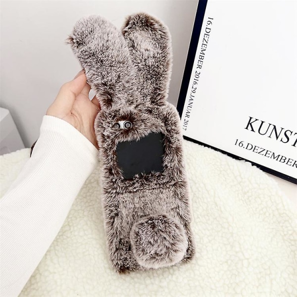 Z Flip 5 case, 3d Cute Rabbit Ears phone case Yhteensopiva Samsung Galaxy Z Flip 5 Soft Iskunkestävä Brown