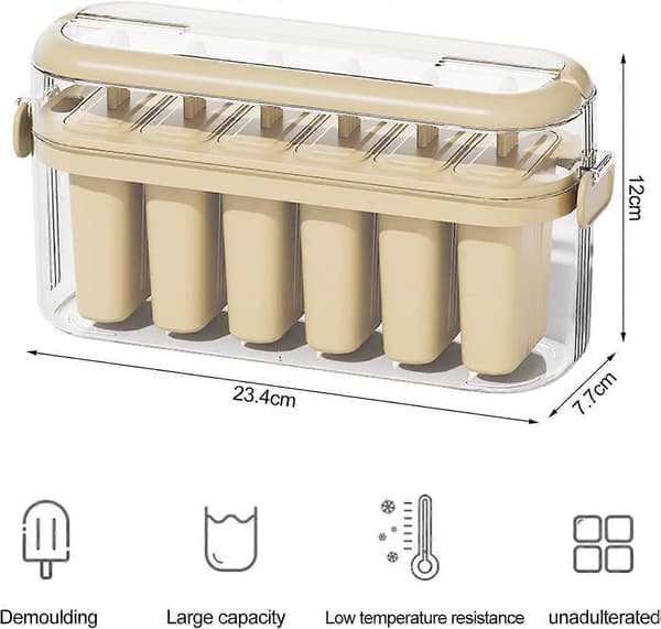 Isforme 6 hulrum Silikone ispindeforme Premium isform med låg Genanvendelig ispindemaskine med genanvendelige pinde sød ispindeform A