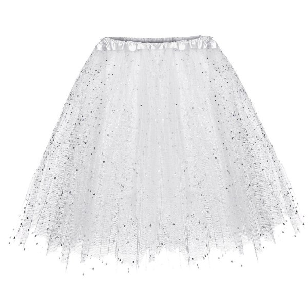 Tutu-kjol för dam Vintage Balett Bubbeldans-kjolar för Cosplay-fest Elastisk tyllkjol i lager White