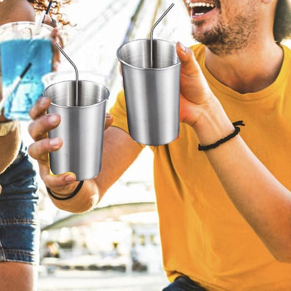 4 stk. rustfri stålglas sæt, stabelbare, rustbestandige børnekopper, drikkekopper ideelle til udendørs eventyr 260ml