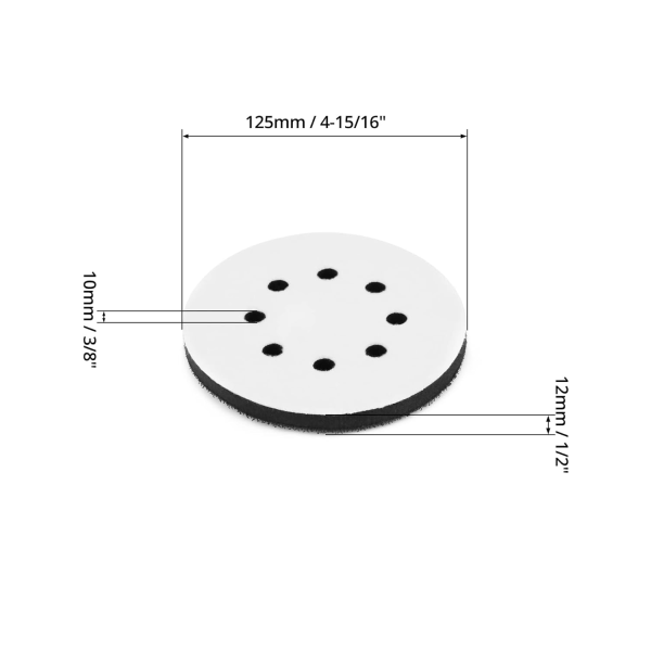 2 kpl pehmeää sieni-liitäntälevyä epäkeskohiomakoneille, 125 mm 8 reikää tarranauha pehmeä hiomatyyny, iskunkestävä vähäinen melu