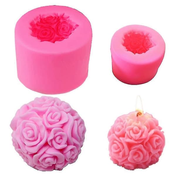 Hmwy-Rose Kuleform Silikon Stearinlysform Aromaterapi Såpevoks Mini Form