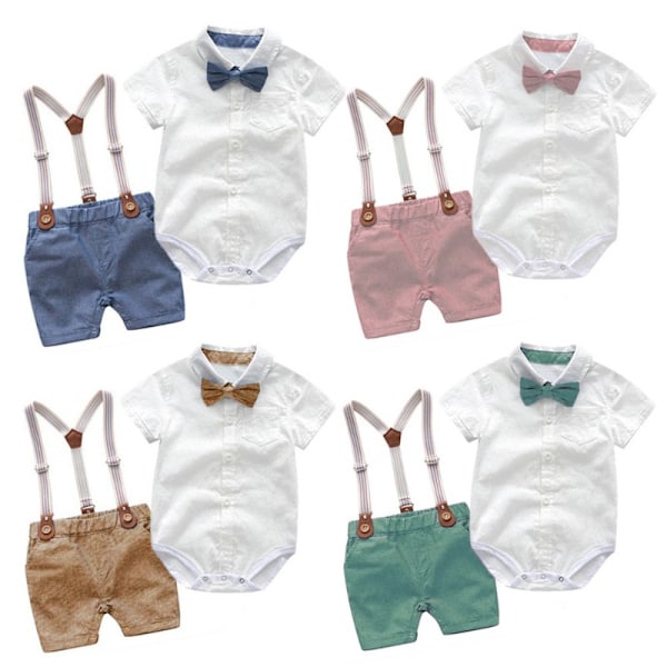 Sommerdreng Gentleman Suit, Baby Crawling Suit, Todelt Bukser, Engelsk Stil, Handsome Dress 2 73