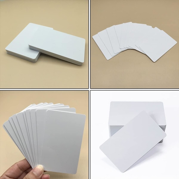 100 stk Premium Blanke Hvite PVC-kort, PVC-plast ID-kort Kompatibelt med alle plastkortprintere (CR80, 30 mil, 0,76 mm)