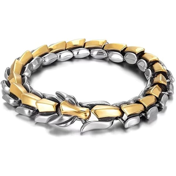 Dragon Link Kedja Armband, Vintage Stil Herrarmband, Personlighet Guld Armband Kölen Tjock Smycken Tillbehör, Herrar Hip-Hop Punk Silver