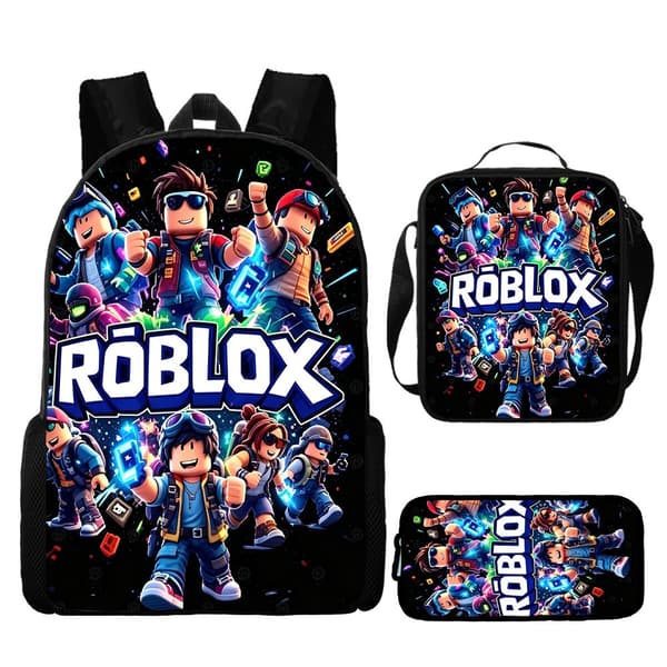 Roblox Printed Student Backpack 3-piece Set Large Capacity with Pencil Case 9