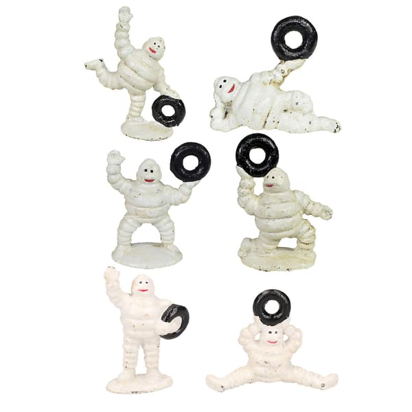 6-pak Mini Michelin Mand Maskot Bibendum Støbejernsstatue Figurer