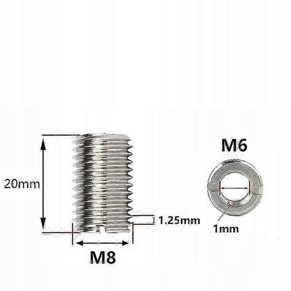 10x M8 til M6 Gevindreparationsbøsninger 20mm Rustfrit Stål Reduktionsindsatser